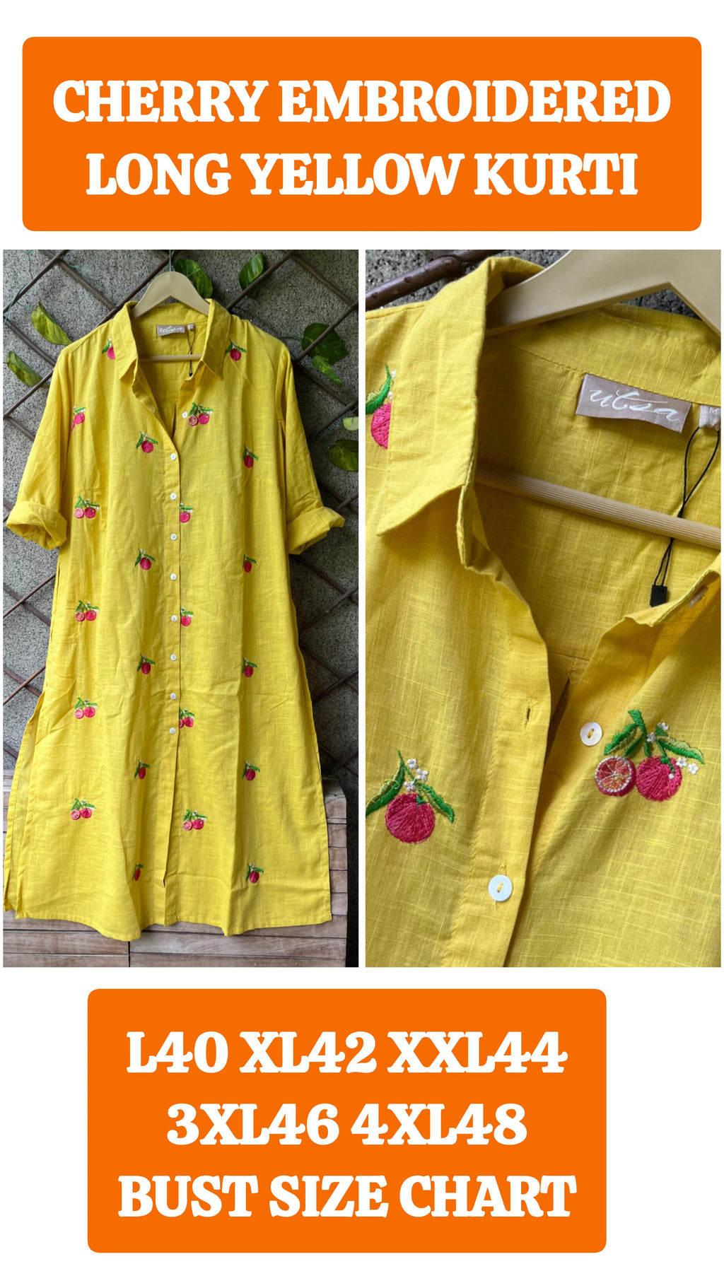 Cherry Embroidery work long dress