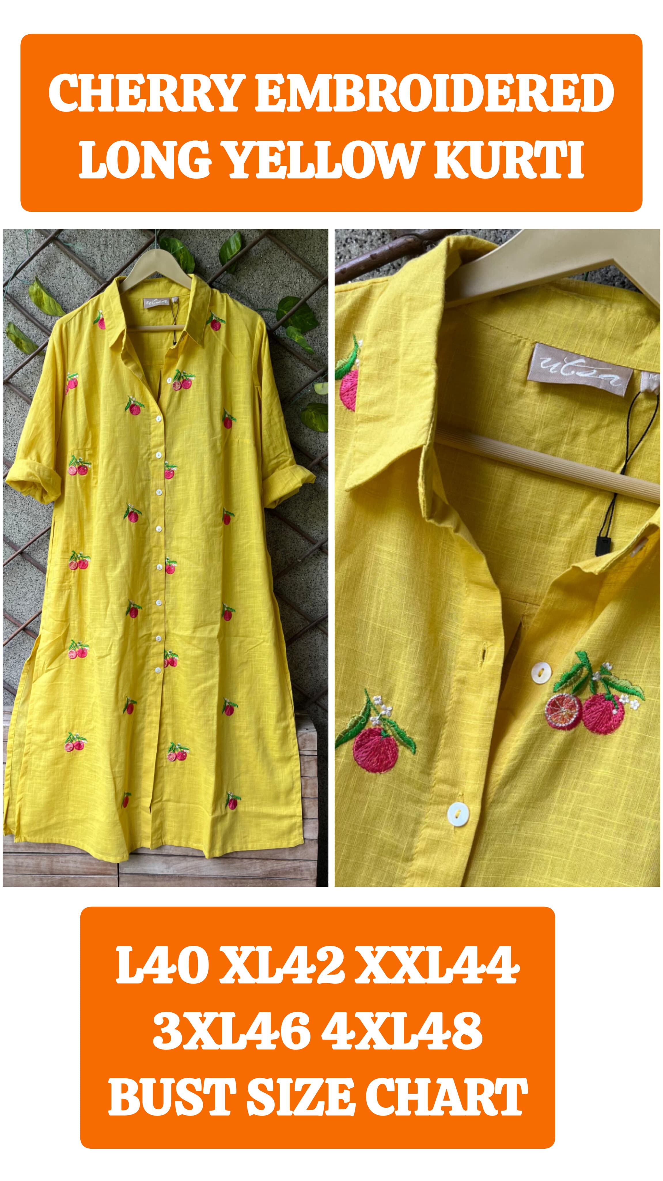 Cherry Embroidery work long dress