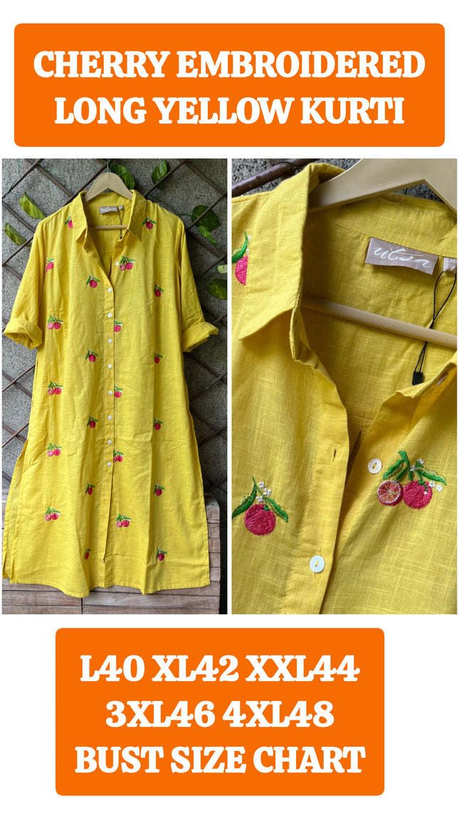 Cherry Embroidery work long dress