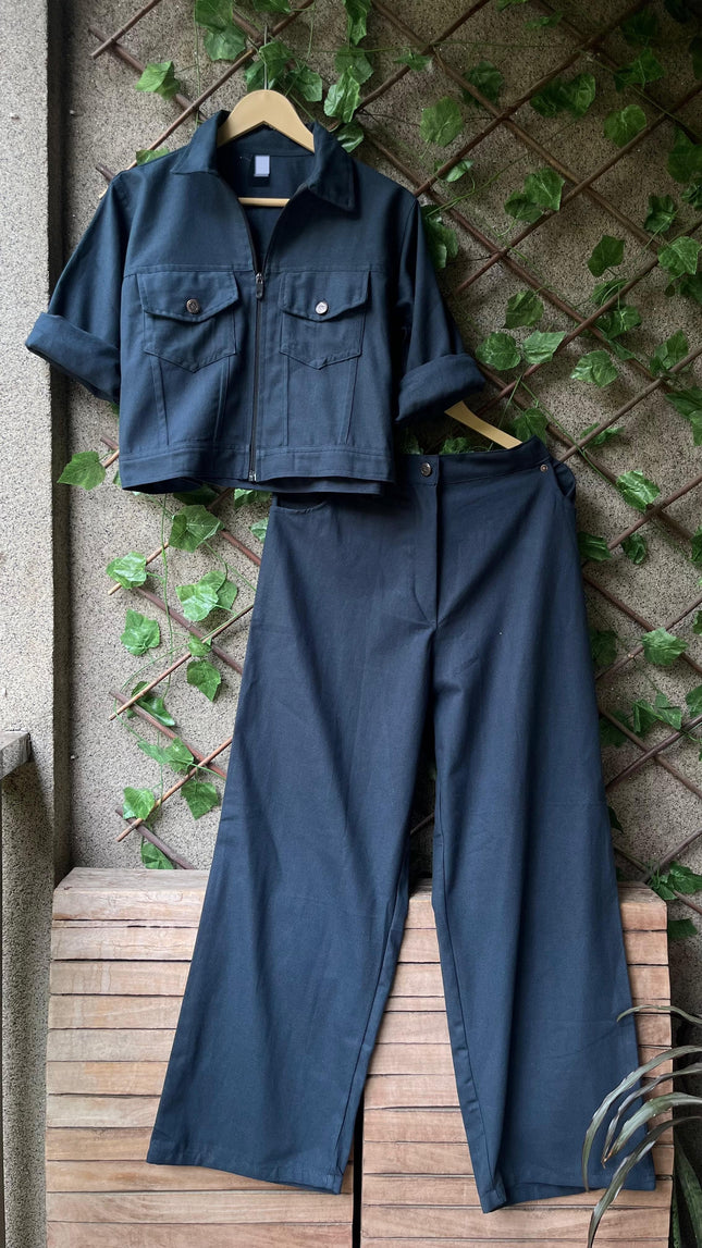 Denim zipper co ord set