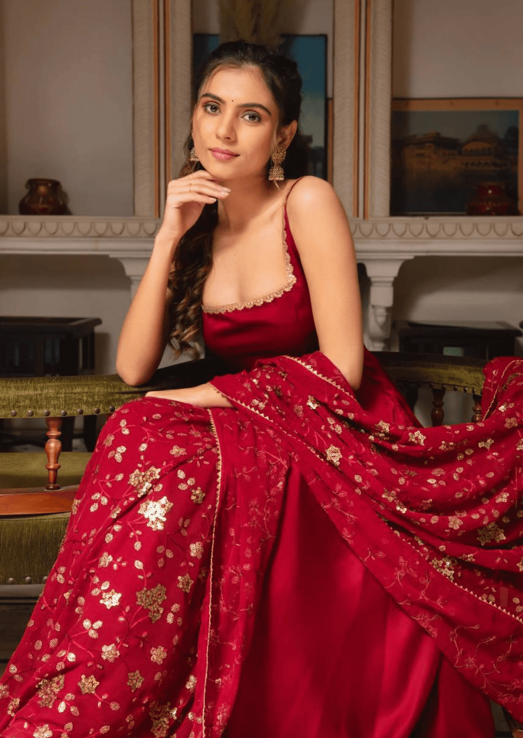 Scarlet Elegance Red Embroidered Anarkali Set-2