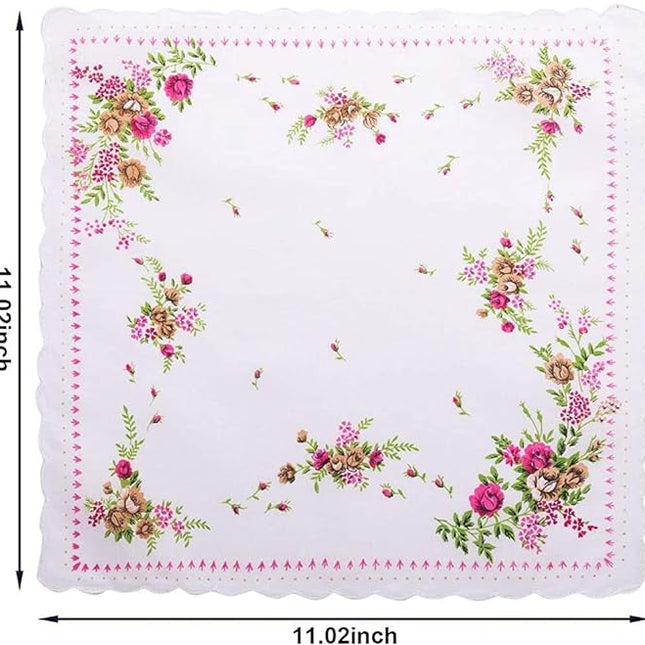 Pk 12 Cotton Women's Floral Handkerchiefs