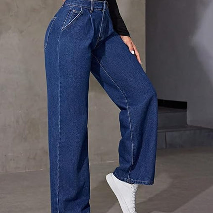 Women High Waisted Mid Blue Jeans