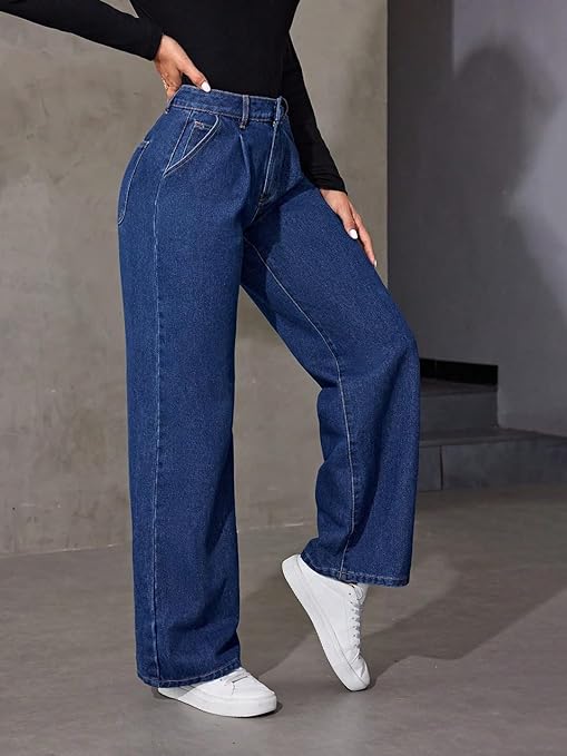 Women High Waisted Mid Blue Jeans