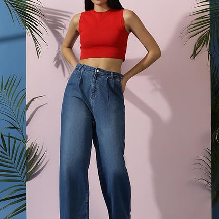 Women High Waisted Midnight Blue Jeans