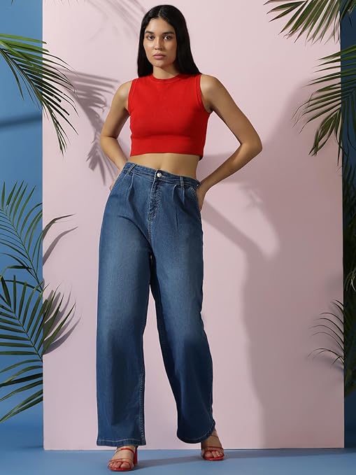 Women High Waisted Midnight Blue Jeans