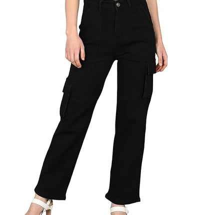 Women Cargo Black Jeans